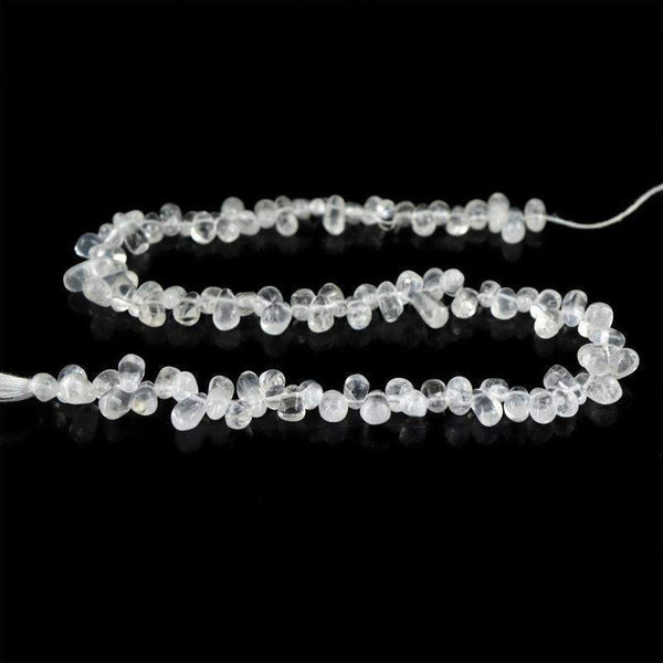 gemsmore:Natural White Quartz Beads Strand - Drilled