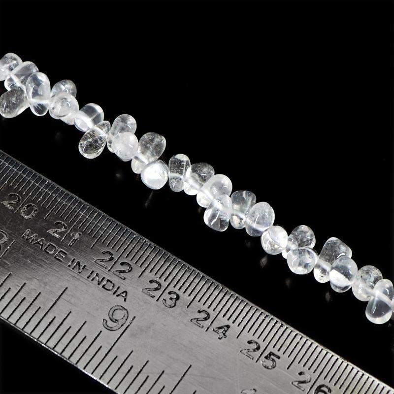 gemsmore:Natural White Quartz Beads Strand - Drilled