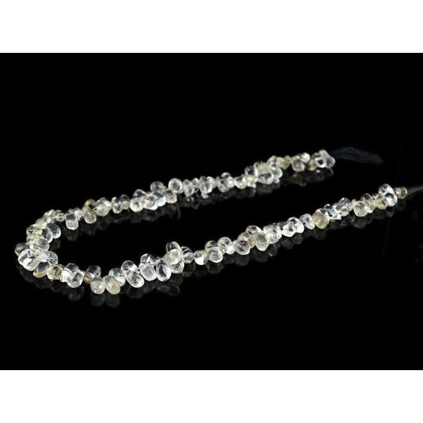 gemsmore:Natural White Quartz Beads Strand - Drilled