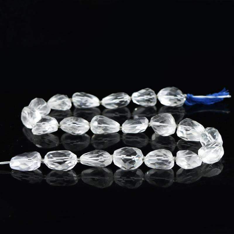 gemsmore:Natural White Quartz Beads Strand Faceted Drilled