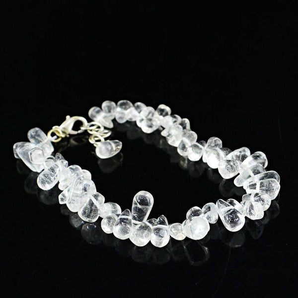 gemsmore:Natural White Quartz Bracelet 98.00 Cts Tear Drop Beads