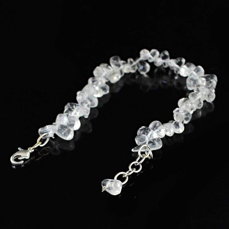 gemsmore:Natural White Quartz Bracelet 98.00 Cts Tear Drop Beads