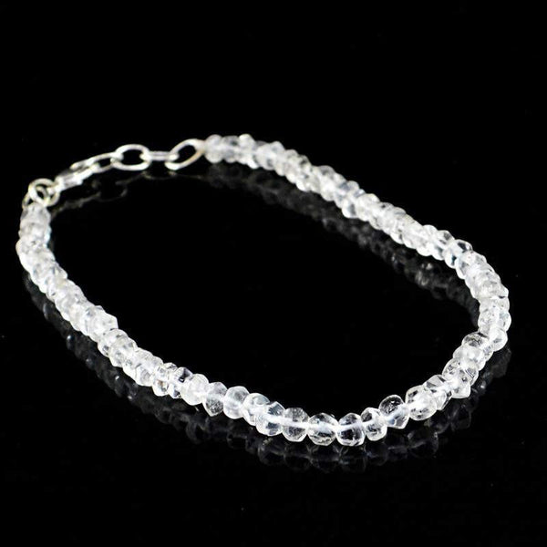 gemsmore:Natural White Quartz Bracelet Faceted Beads