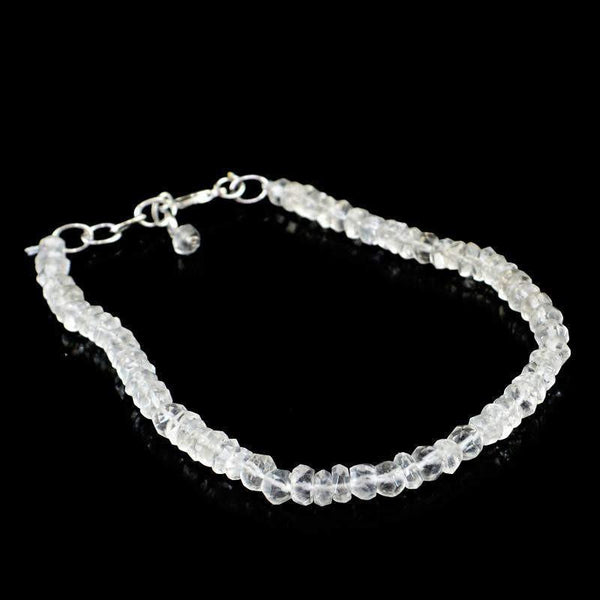 gemsmore:Natural White Quartz Bracelet Faceted Round Shape Beads