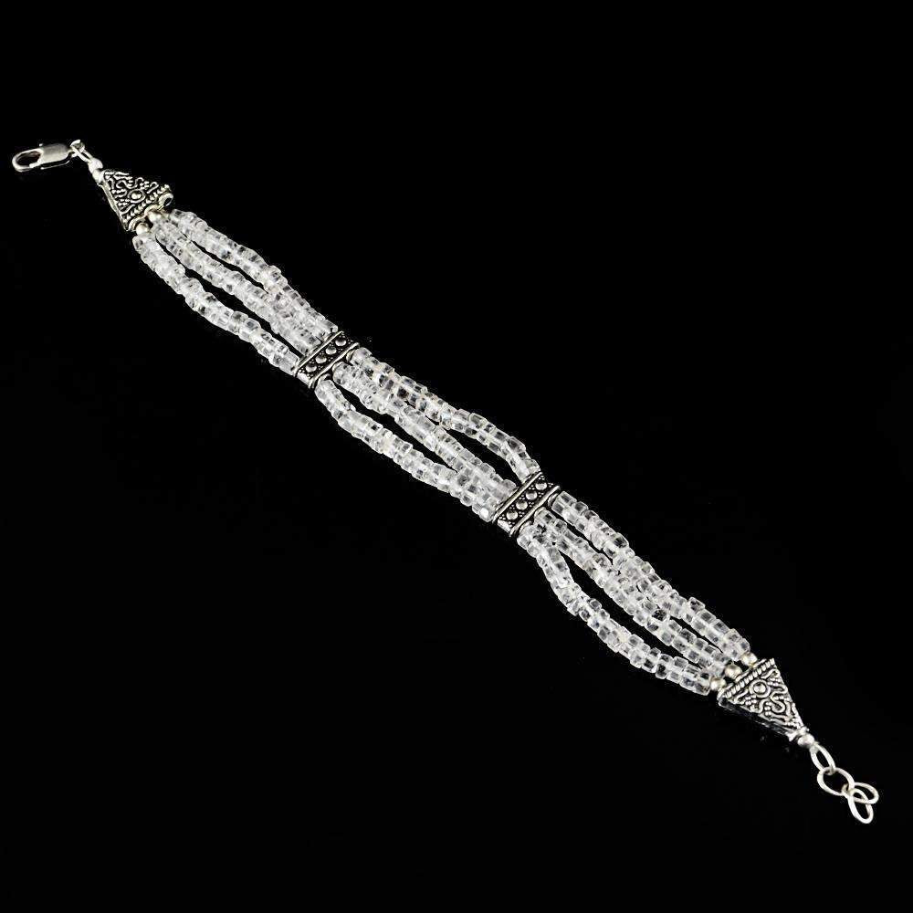gemsmore:Natural White Quartz Bracelet Untreated Round Shape Beads