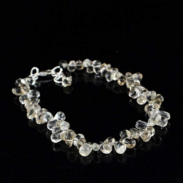 gemsmore:Natural White Quartz Bracelet Untreated Tear Drop Beads