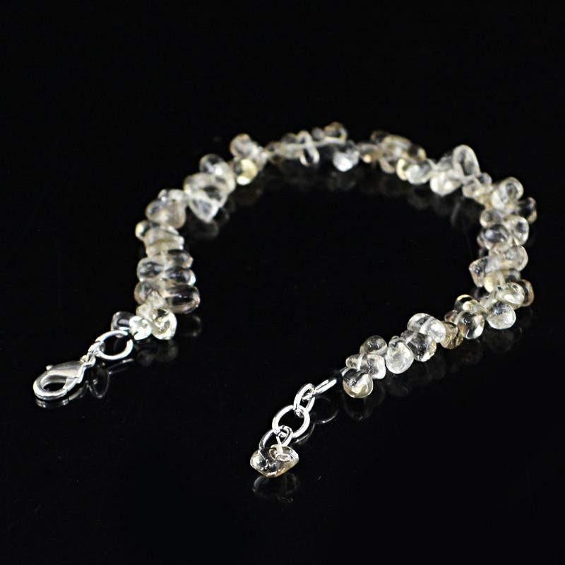 gemsmore:Natural White Quartz Bracelet Untreated Tear Drop Beads