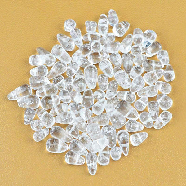 gemsmore:Natural White Quartz Drilled Beads Lot