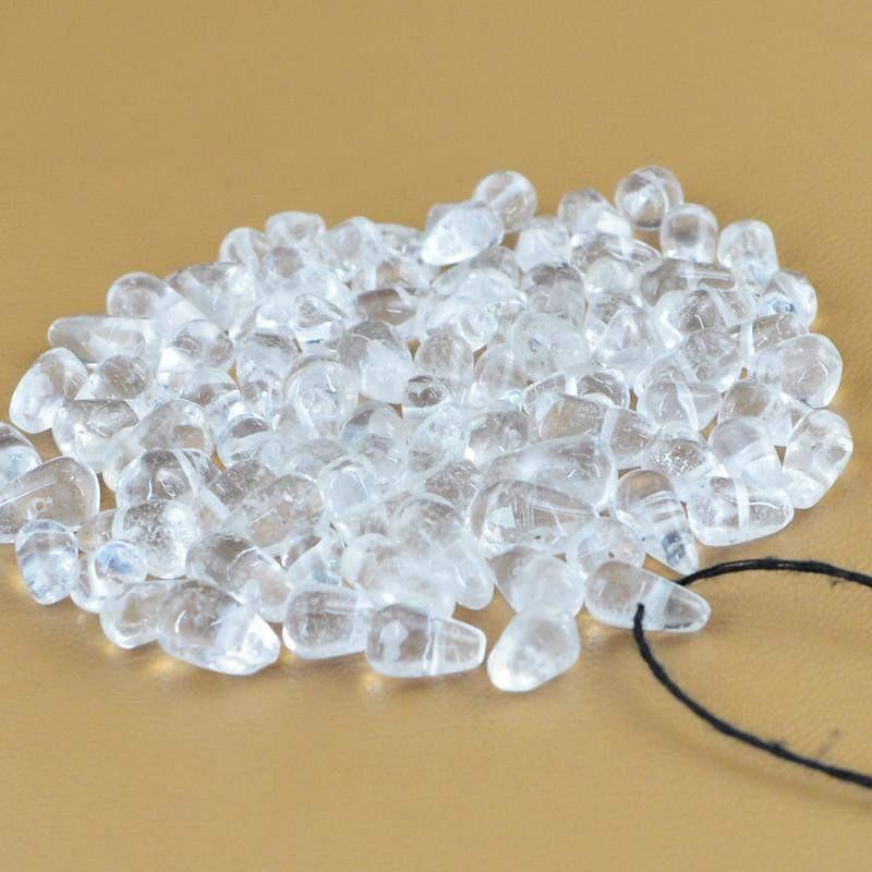 gemsmore:Natural White Quartz Drilled Beads Lot