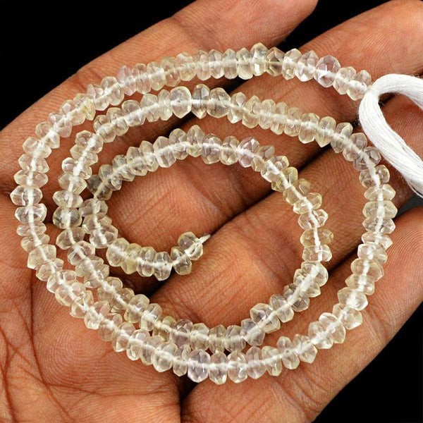 gemsmore:Natural White Quartz Drilled Beads Strand