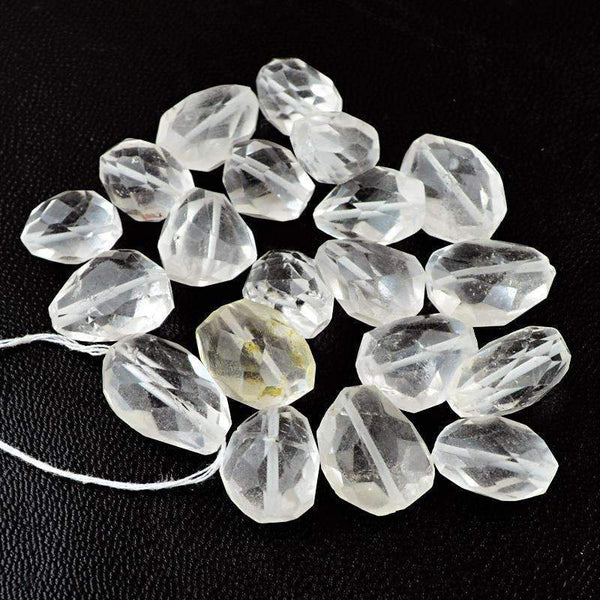 gemsmore:Natural White Quartz Faceted Beads Lot - Drilled