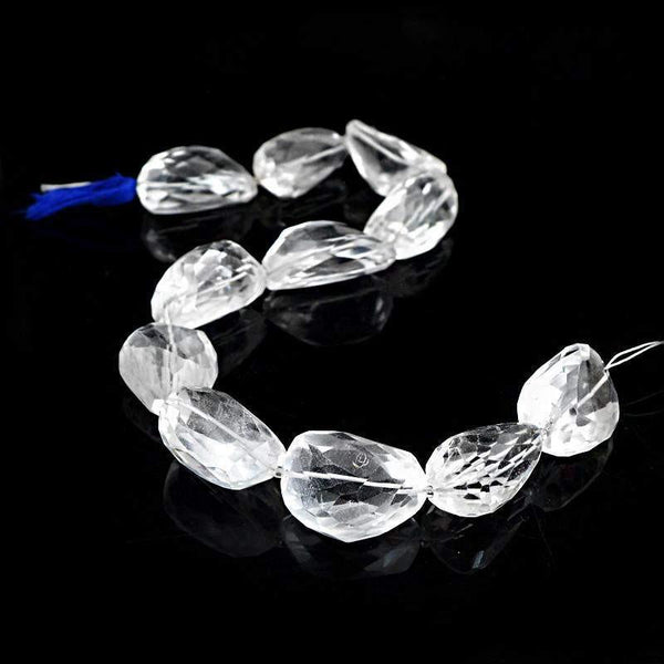 gemsmore:Natural White Quartz Faceted Beads Strand