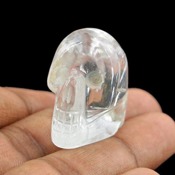 gemsmore:Natural White Quartz Gemstone Artisan Carved Skull