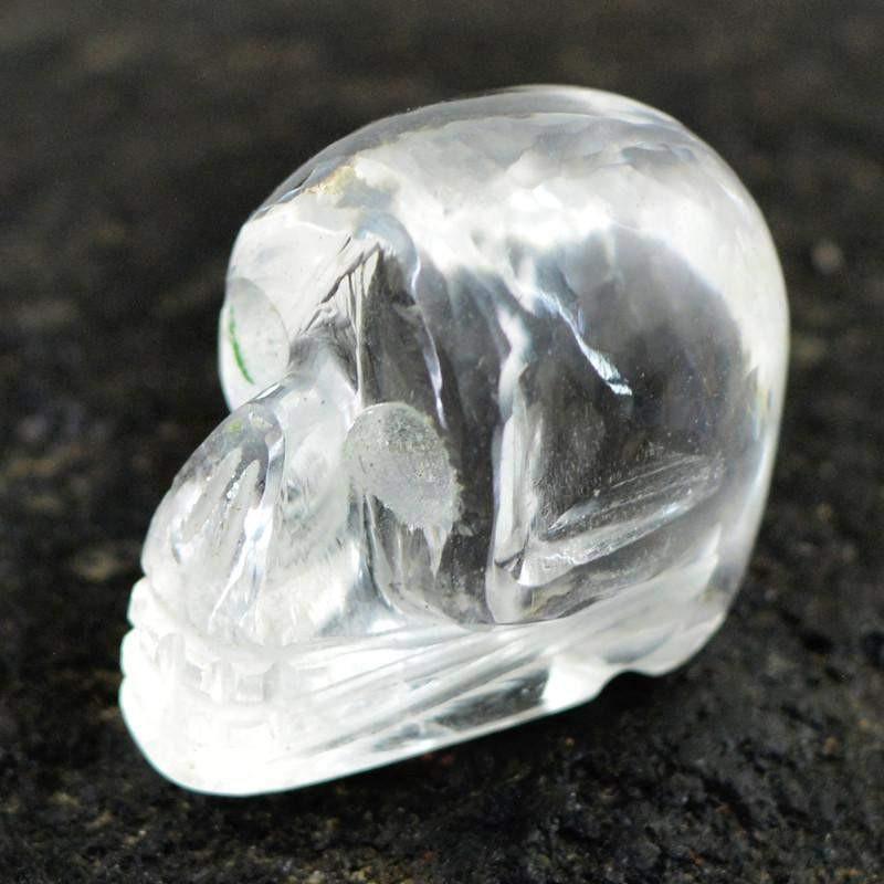 gemsmore:Natural White Quartz Gemstone Untreated Carved Skull Gemstone