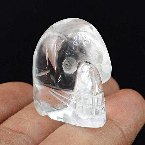 gemsmore:Natural White Quartz Hand Carved Skull
