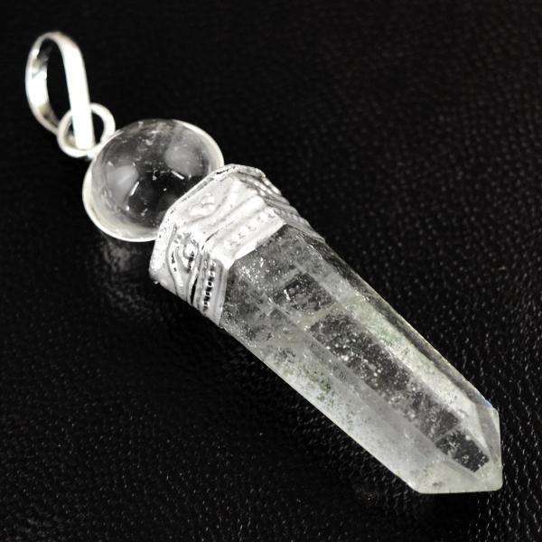 gemsmore:Natural White Quartz Healing Ball Point Pendant