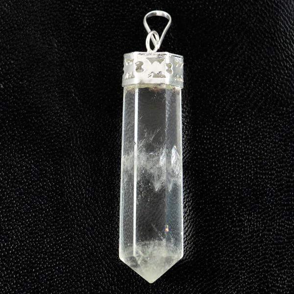 gemsmore:Natural White Quartz Healing Meditation Point Pendant