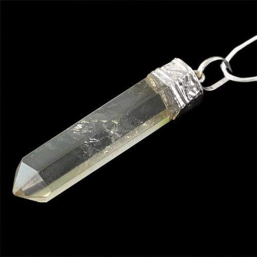 gemsmore:Natural White Quartz Healing Point Pendant