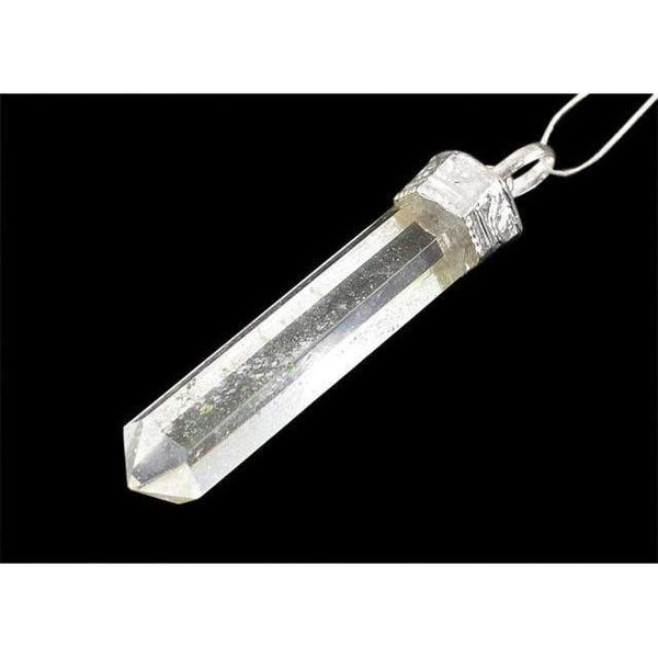 gemsmore:Natural White Quartz Healing Point Pendant