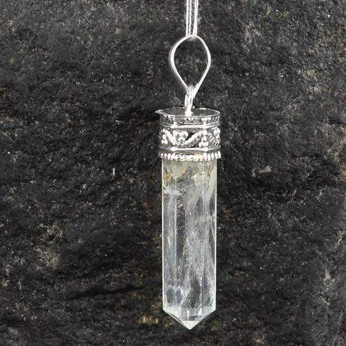 gemsmore:Natural White Quartz Healing Point Pendant