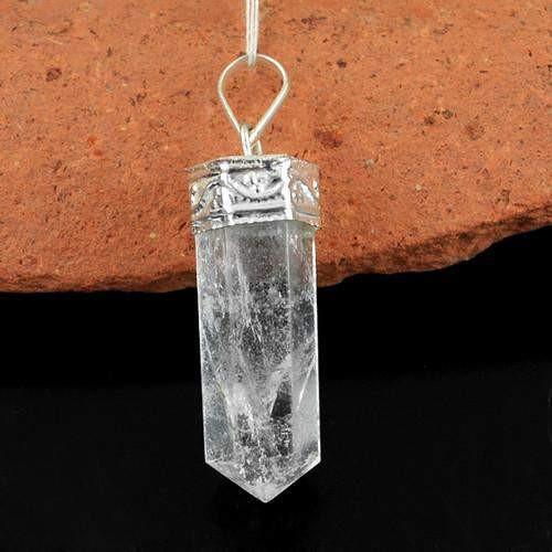 gemsmore:Natural White Quartz Healing Point Pendant