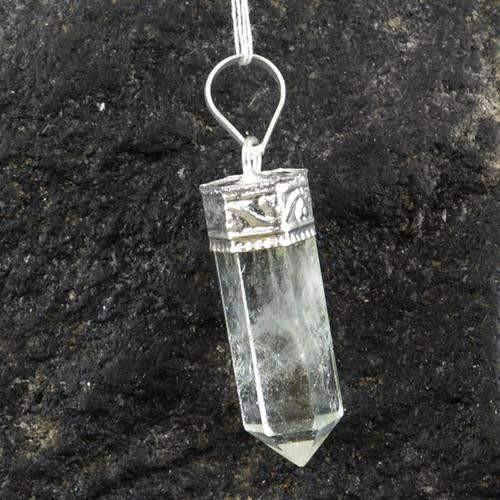 gemsmore:Natural White Quartz Healing Point Pendant