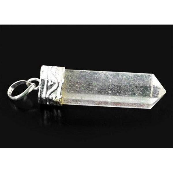 gemsmore:Natural White Quartz Healing Point Pendant