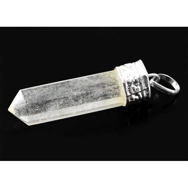 gemsmore:Natural White Quartz Healing Point Pendant