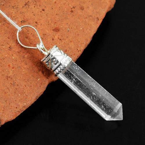 gemsmore:Natural White Quartz Healing Point Pendant