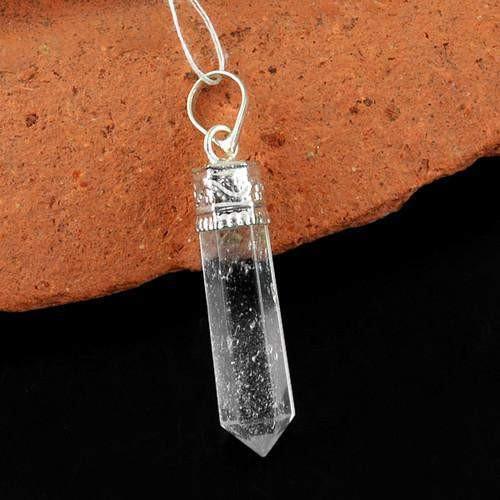 gemsmore:Natural White Quartz Healing Point Pendant