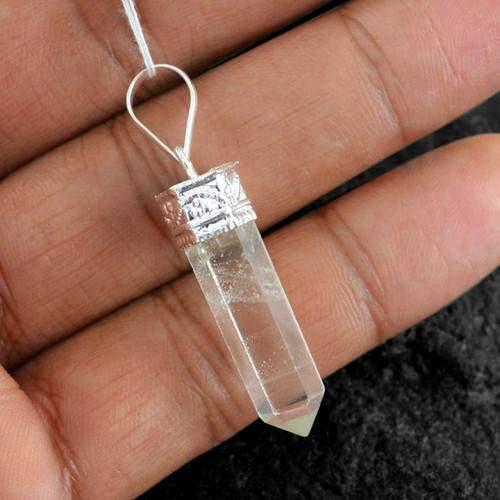 gemsmore:Natural White Quartz Healing Point Pendant