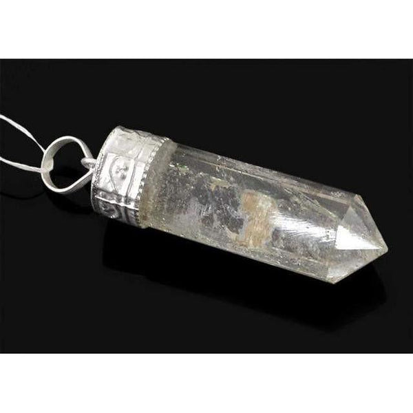 gemsmore:Natural White Quartz Healing Point Pendant