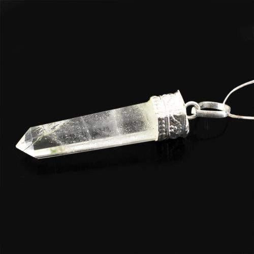 gemsmore:Natural White Quartz Healing Point Pendant