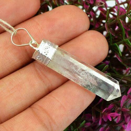 gemsmore:Natural White Quartz Healing Point Pendant