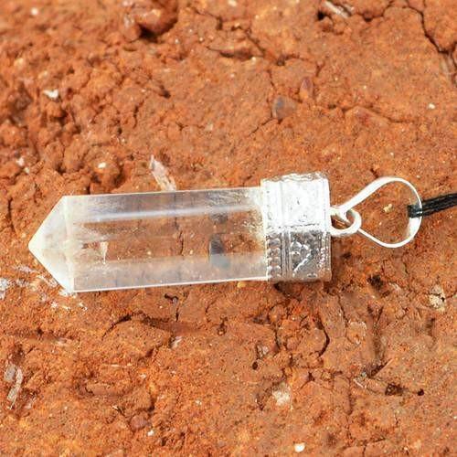 gemsmore:Natural White Quartz Healing Point Pendant