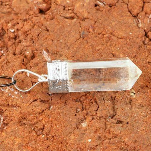 gemsmore:Natural White Quartz Healing Point Pendant