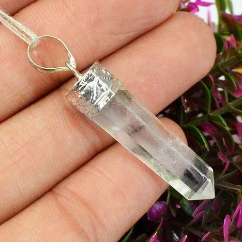 gemsmore:Natural White Quartz Healing Point Pendant