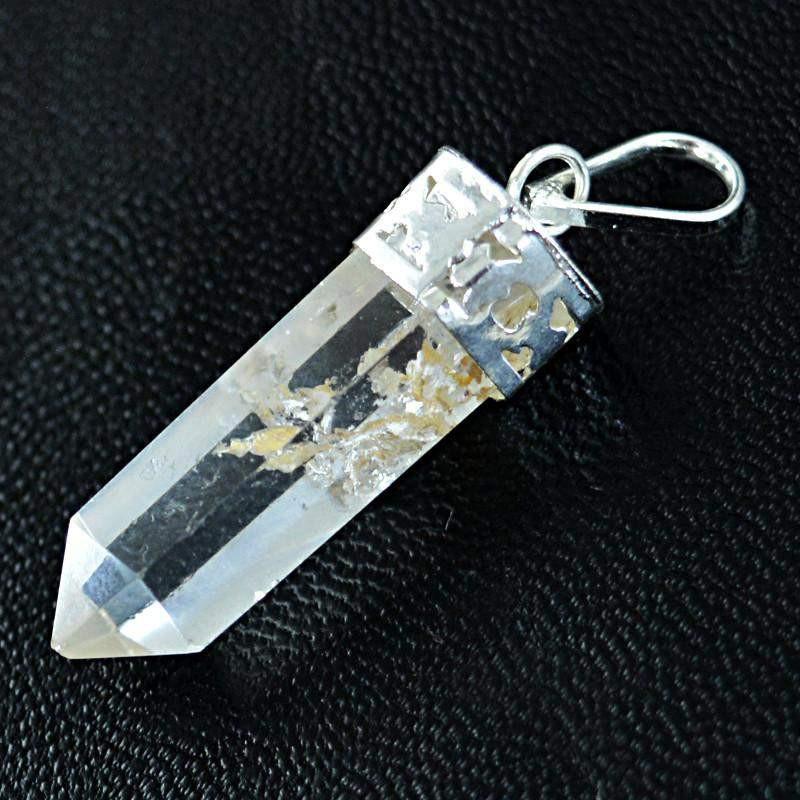 gemsmore:Natural White Quartz Healing Point Pendant