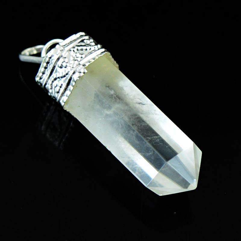 gemsmore:Natural White Quartz Healing Point Pendant