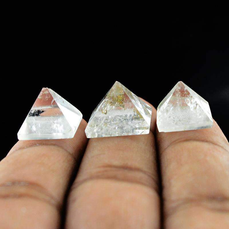gemsmore:Natural White Quartz Healing Pyramid Gemstone Lot