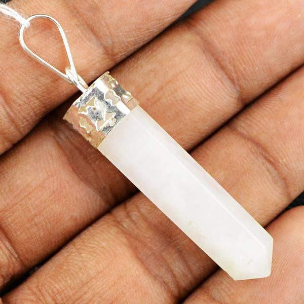 gemsmore:Natural White Quartz Meditation Reiki Healing Point Pendant