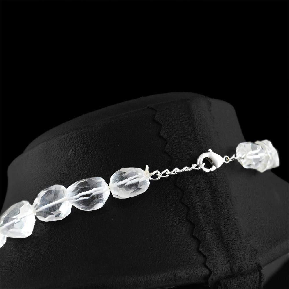 gemsmore:Natural White Quartz Necklace Faceted Untreated Beads