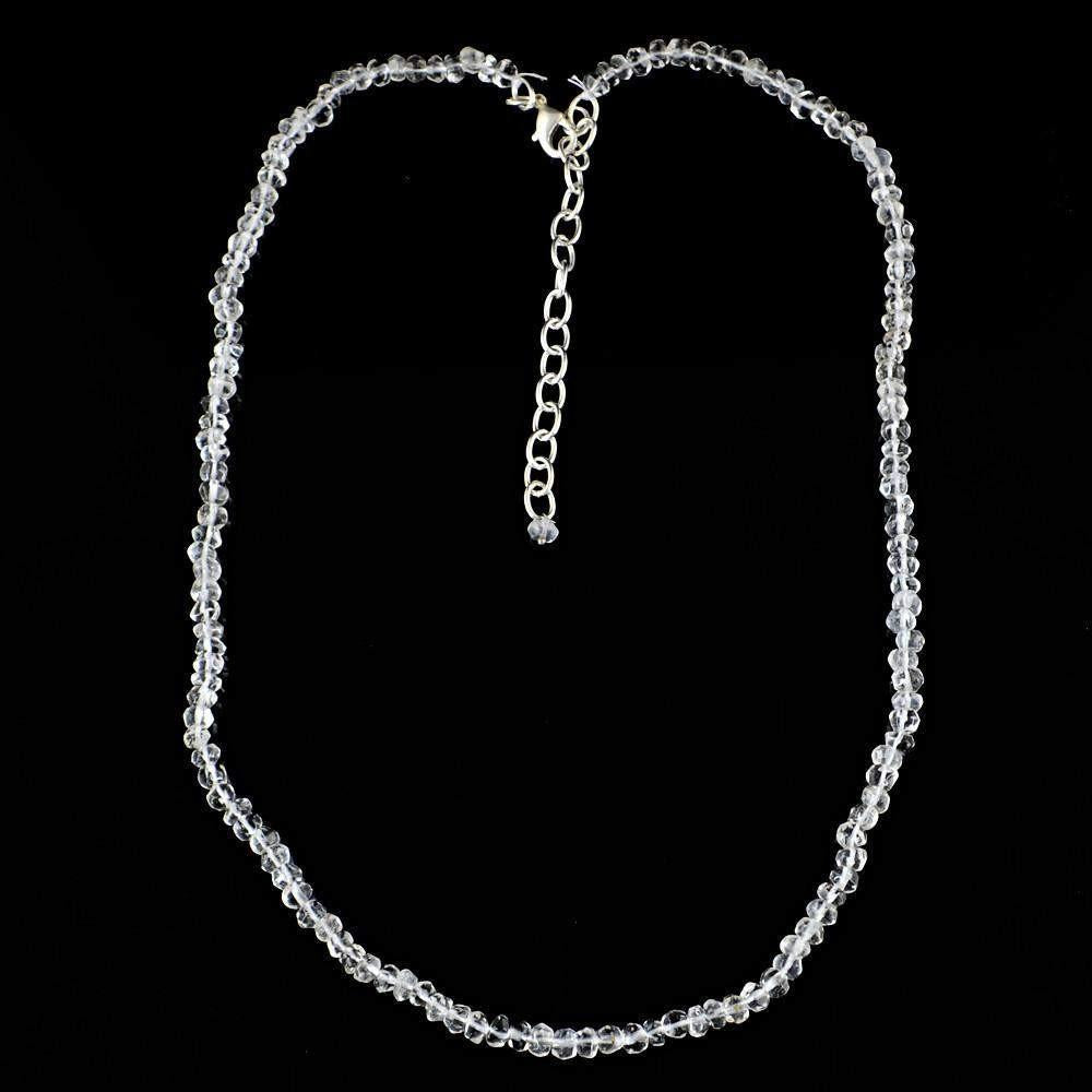 gemsmore:Natural White Quartz Necklace Round Cut Beads