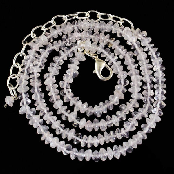 gemsmore:Natural White Quartz Necklace Single Strand Round Shape Beads