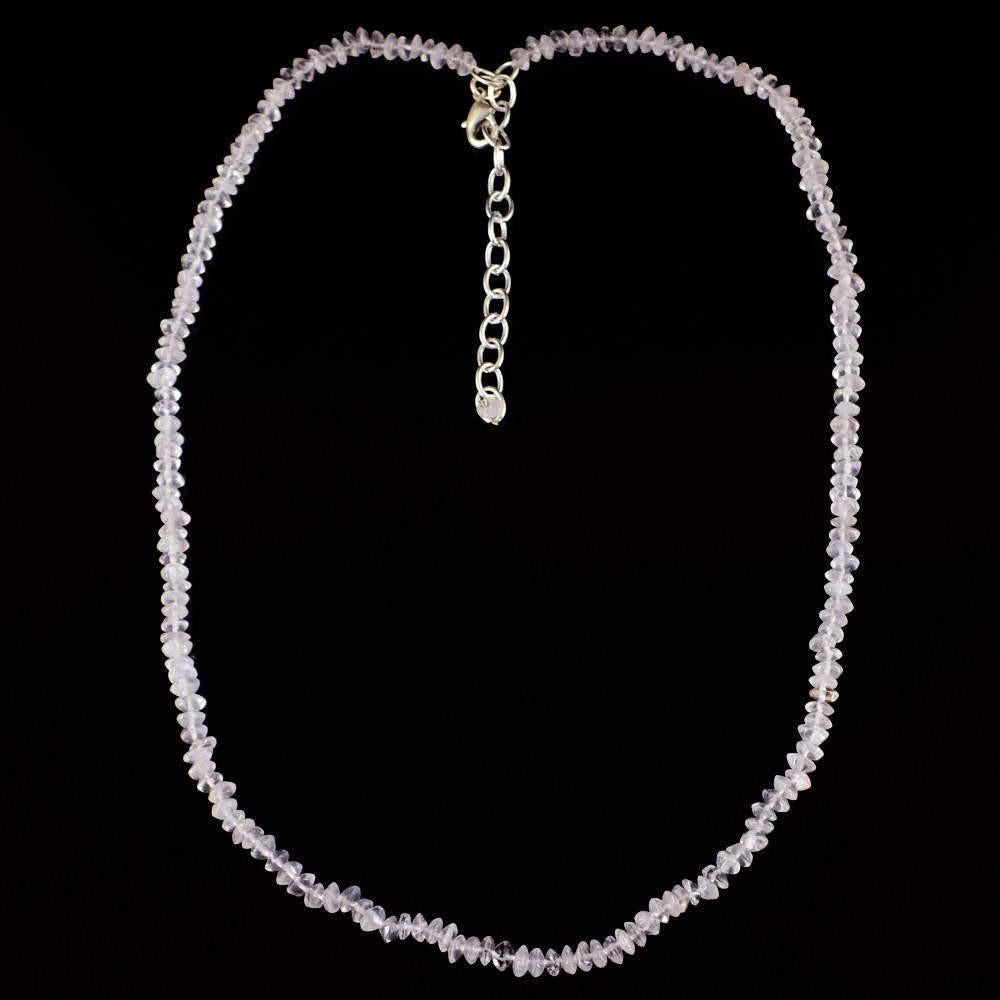 gemsmore:Natural White Quartz Necklace Single Strand Round Shape Beads