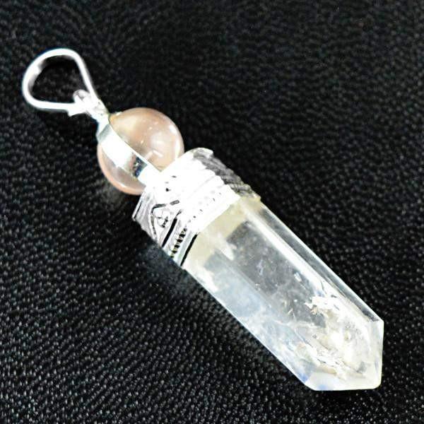 gemsmore:Natural White Quartz Reiki Healing Ball Point Pendant