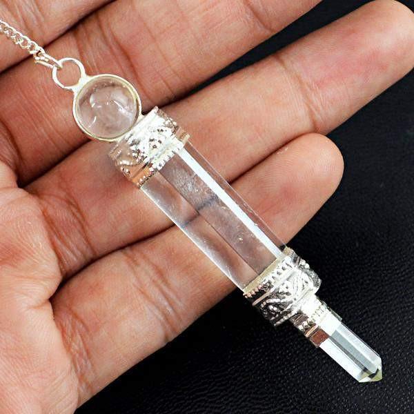 gemsmore:Natural White Quartz Reiki Healing Pendulum