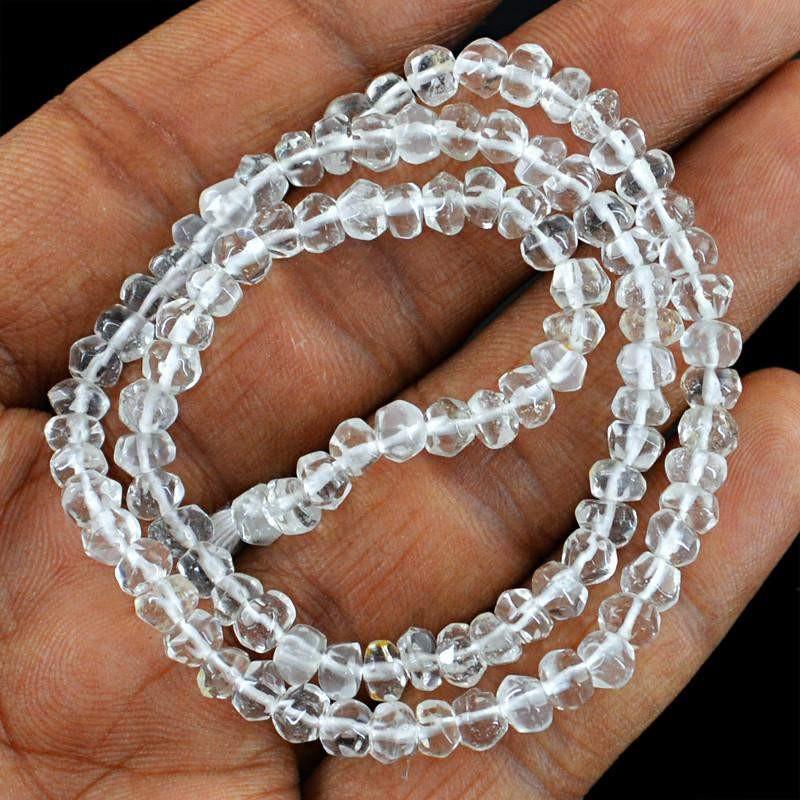 gemsmore:Natural White Quartz Round Shape Beads Strand