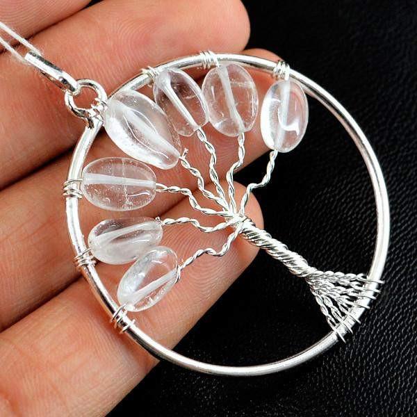 gemsmore:Natural White Quartz Round Shape Pendant