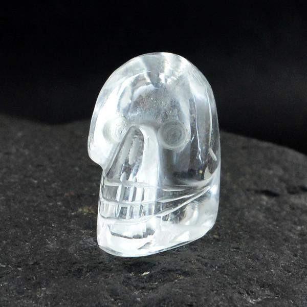 gemsmore:Natural White Quartz Single Gem Hand Carved Skull